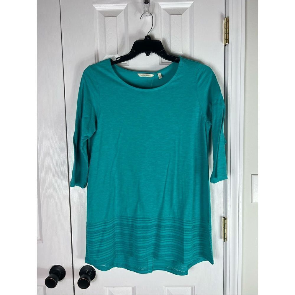 NWT Soft Surroundings Womens Teal Tunic Top Size M